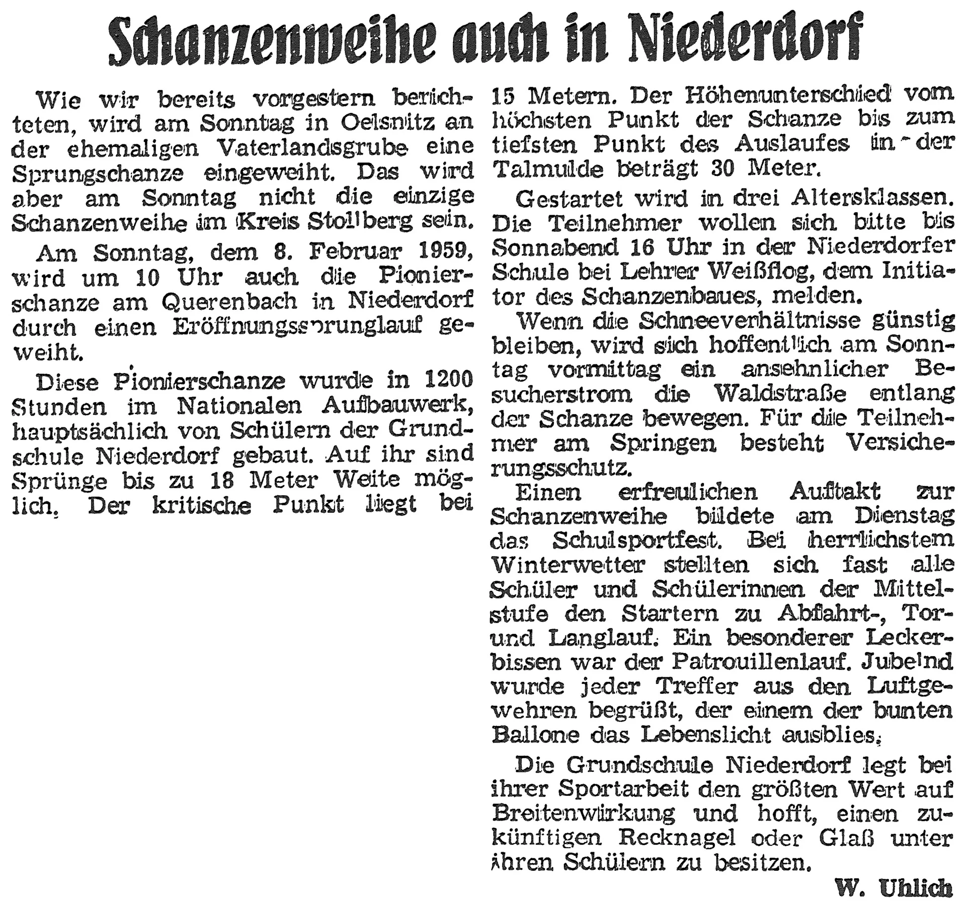 1959-02-07 Schanzenweihe auch in Niederdorf1 (Freie Presse - Lokal Stollberg)