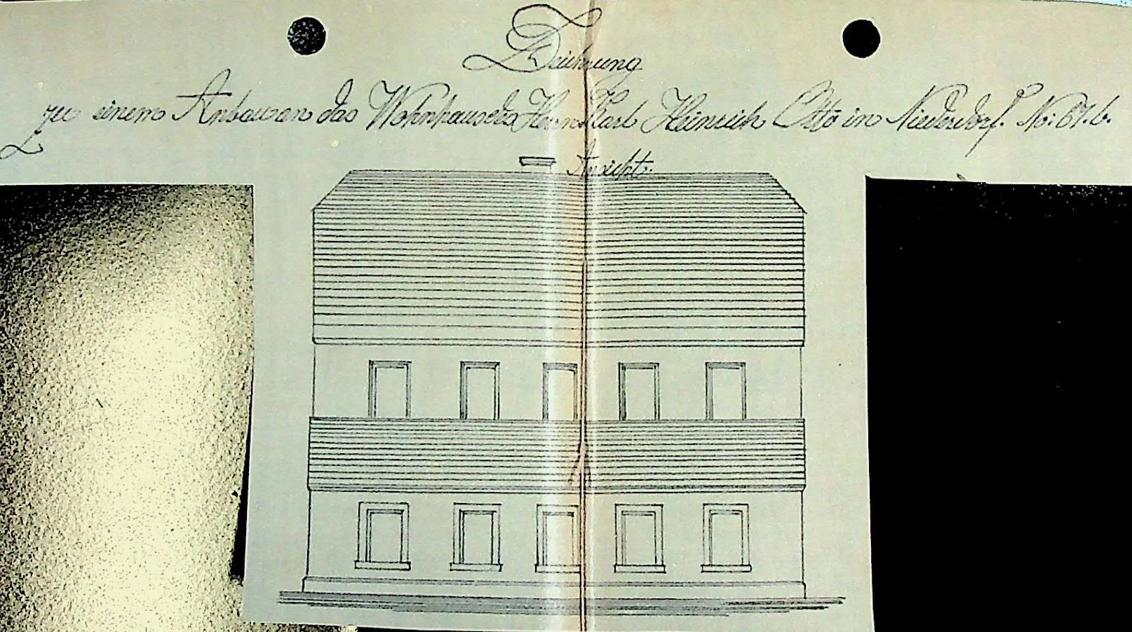 Zeichnung frontal Ansicht Gebäude