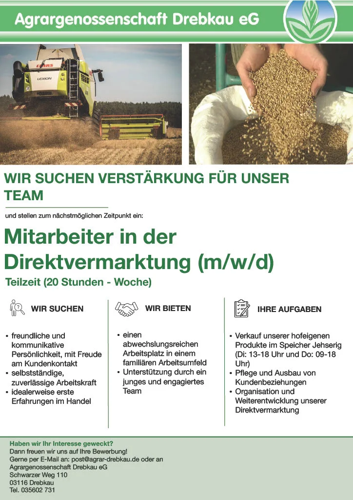 Stellenanzeige Speicher