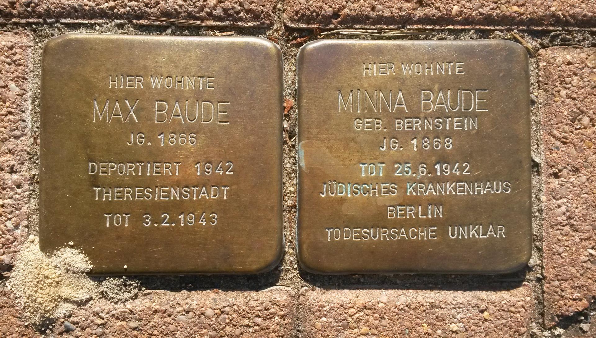 Stolperstein Max & Minna Baude, Foto: Gemeinde Grünheide