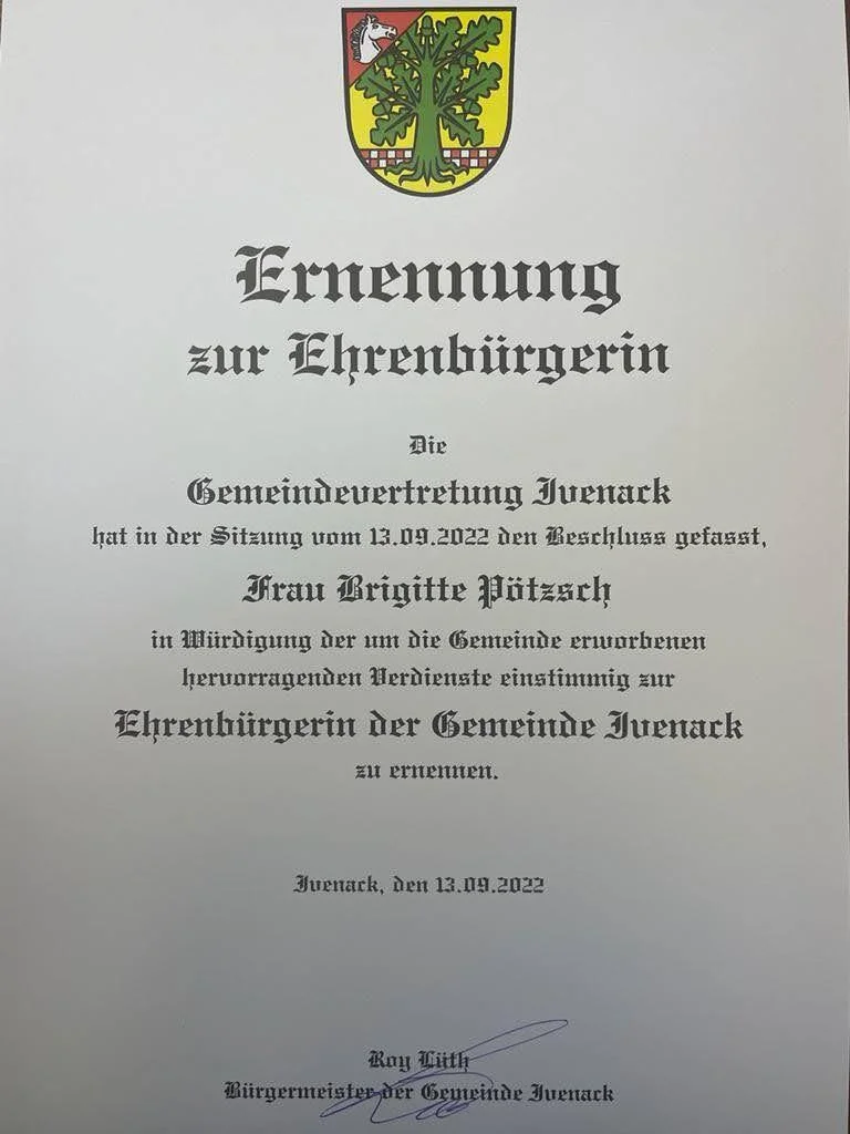 Ehrenbürger Urkunde