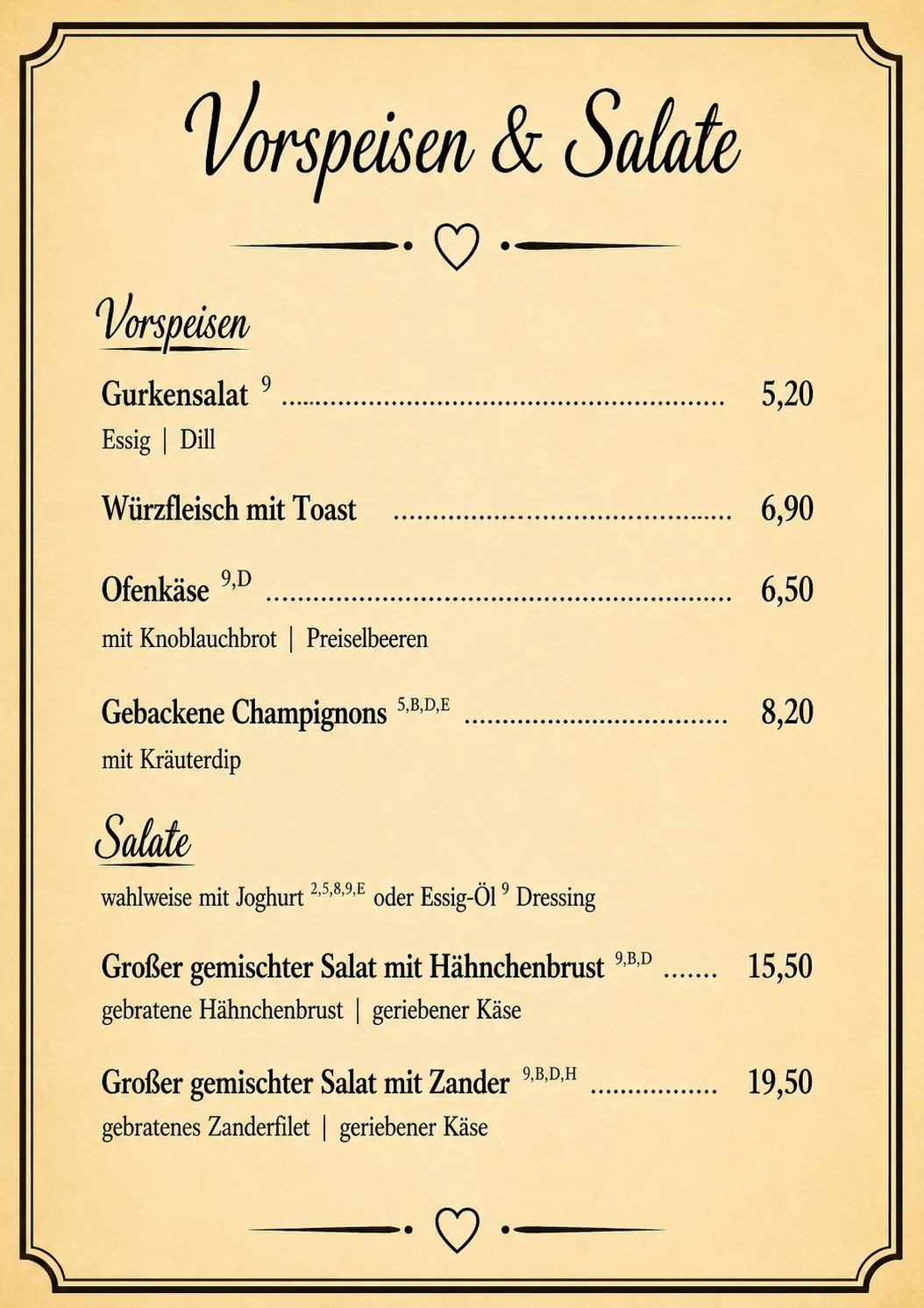 Speißekarte 2026