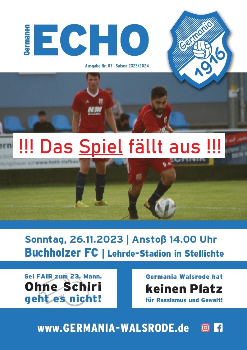Germanen-Echo Aktuell Nr.07 - FC Buchholz - 26.11.2023