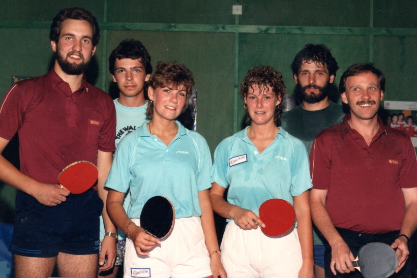 Franz Weber, Tobias Geiger, Alfred Grimm, Rudi Biesen mit Jackie Bellenger und Lisa Lomas