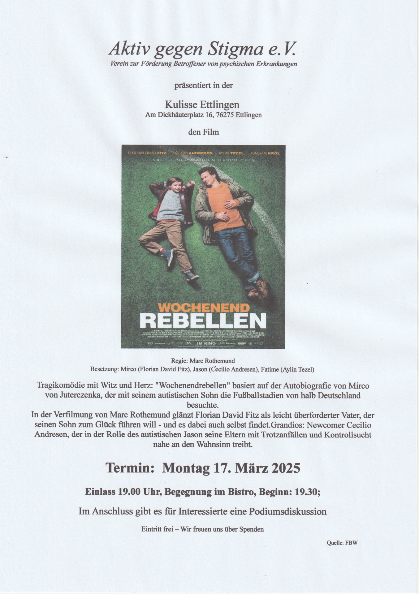 Filmabend, Wochenendrebellen
