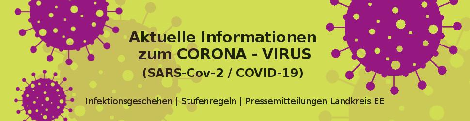 Banner CORONA Virus mit Link zur Corona Information
