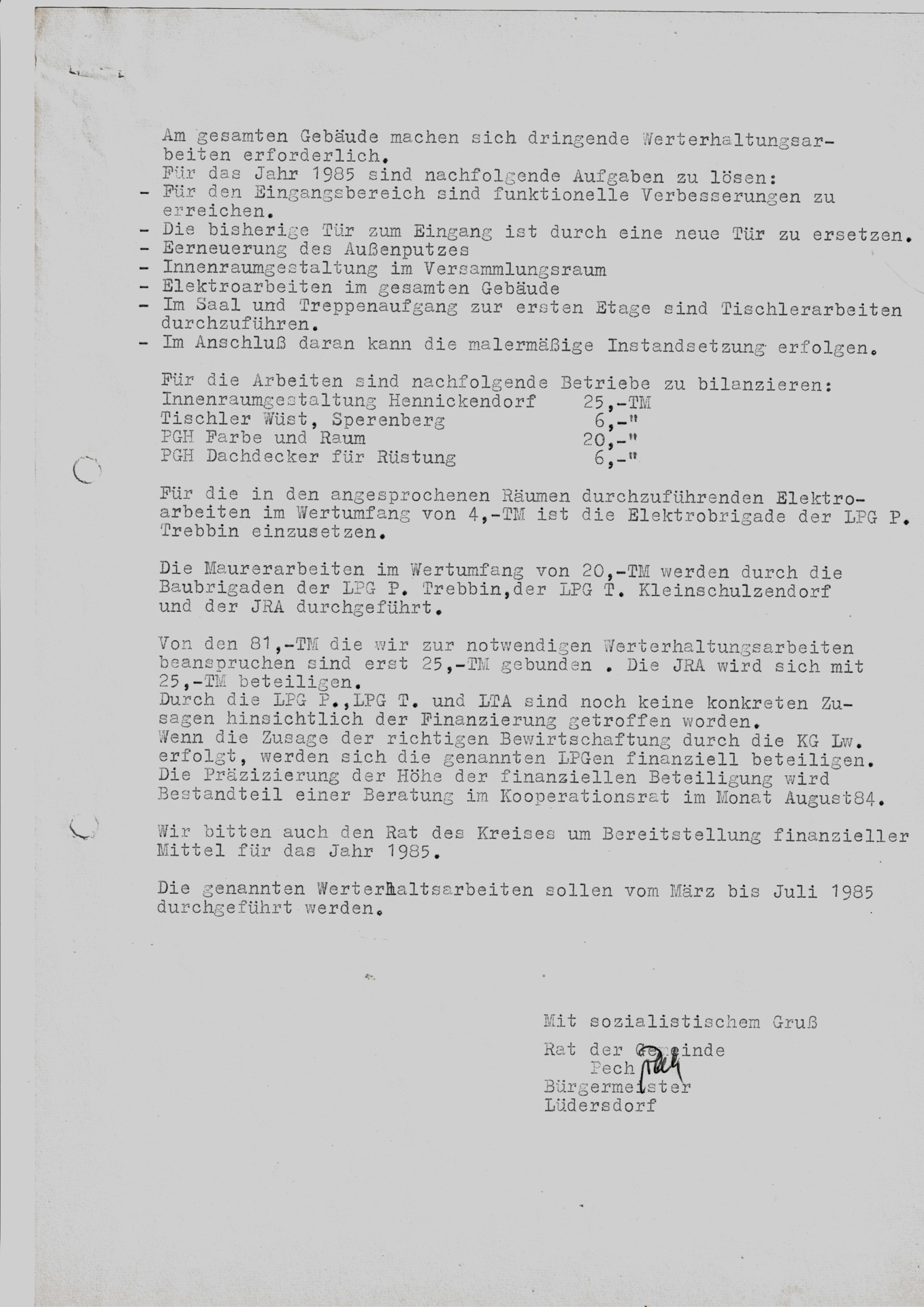 Konzeption zur Werterhaltung des Kulturhauses Lüdersdorf 1985 Seite 2