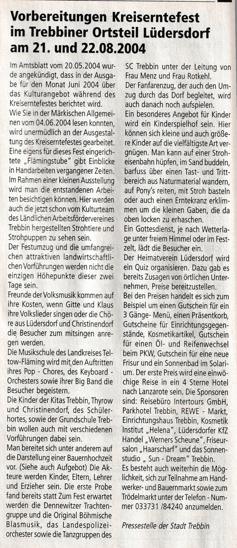 Trebiner Anzeiger Nr.6 -2.Jahrgang-25 Woche