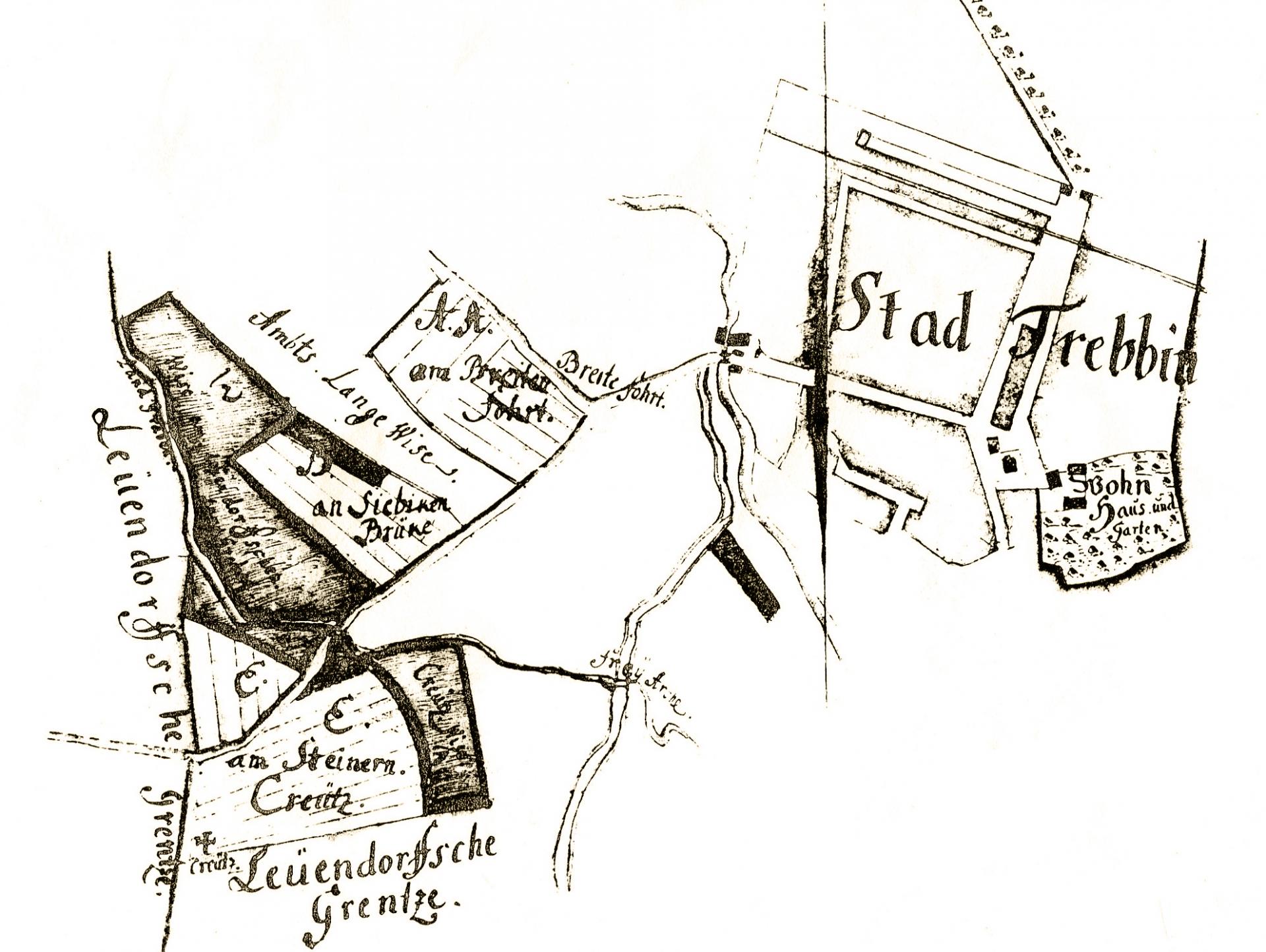 Stadt Trebbin Stadtplan um 1800