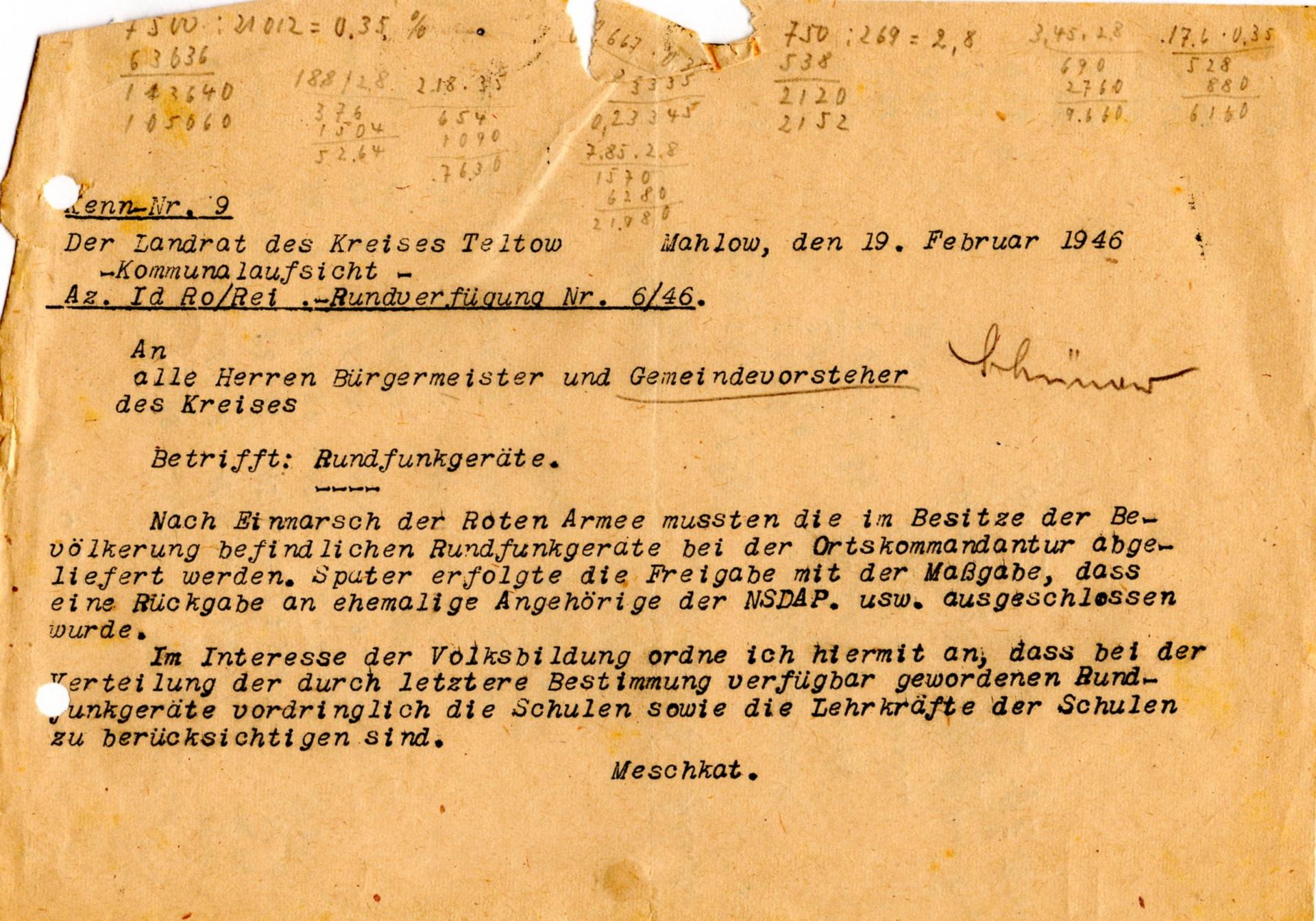 1946_Anordnung_Gemeindevorsteher_Abgabe_Rundfunkgeraete