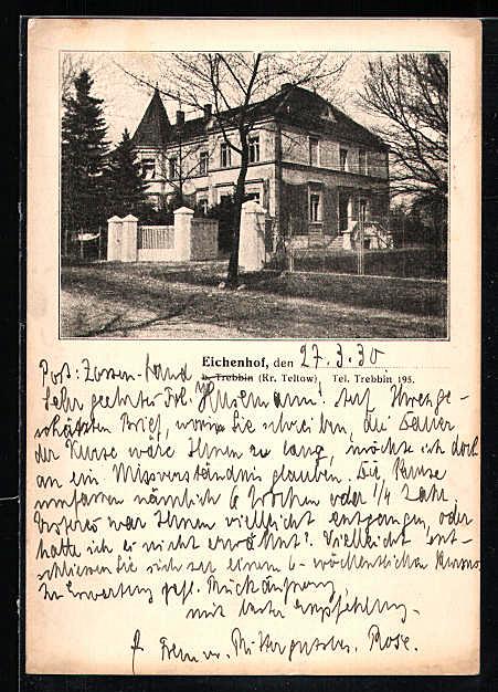 Ansichtskarte Eichenhof  von 1930