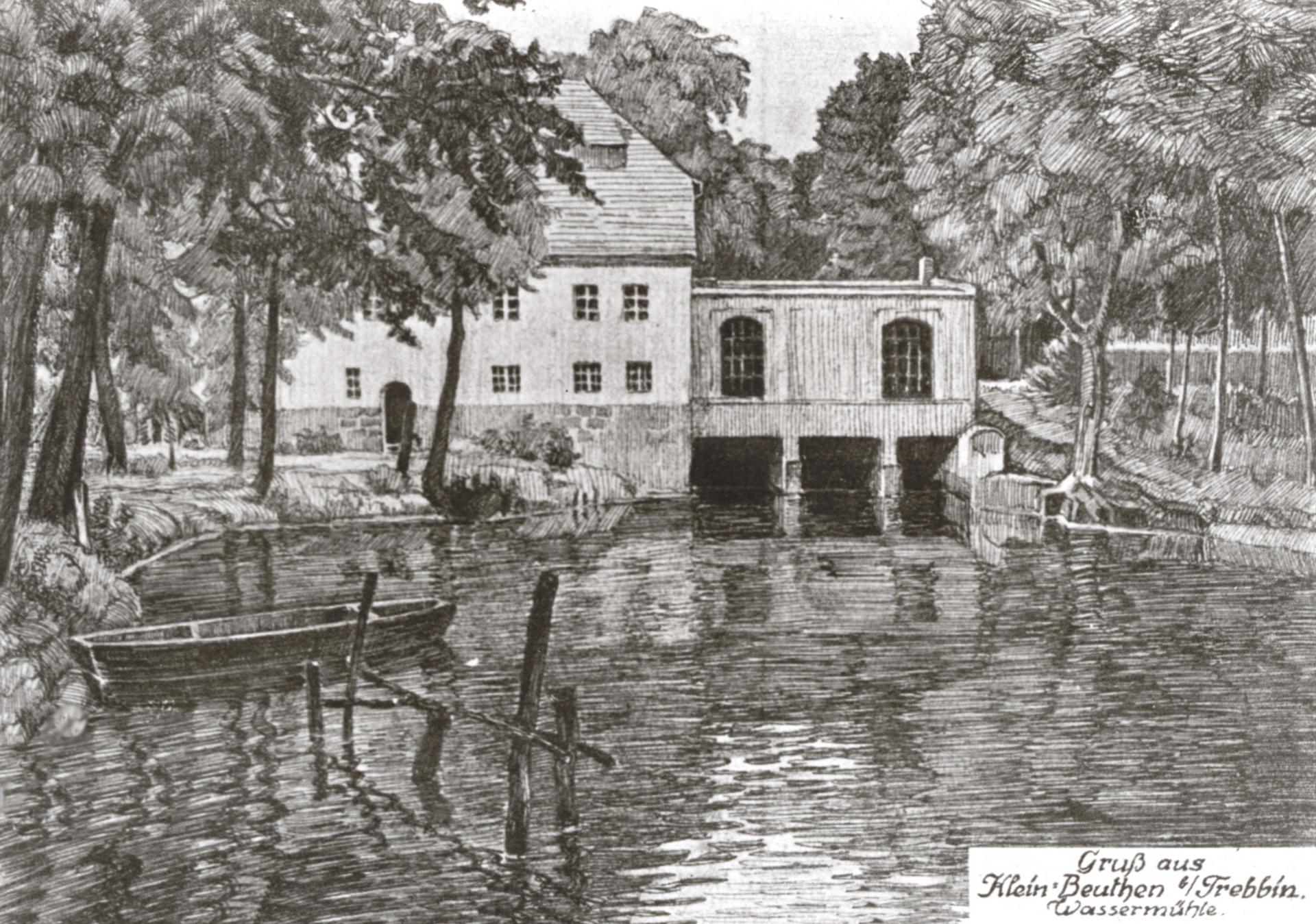 Ansichtskarte von der Wassermühle Kleinbeuthen aus dem Jahr ... (Verlag?)