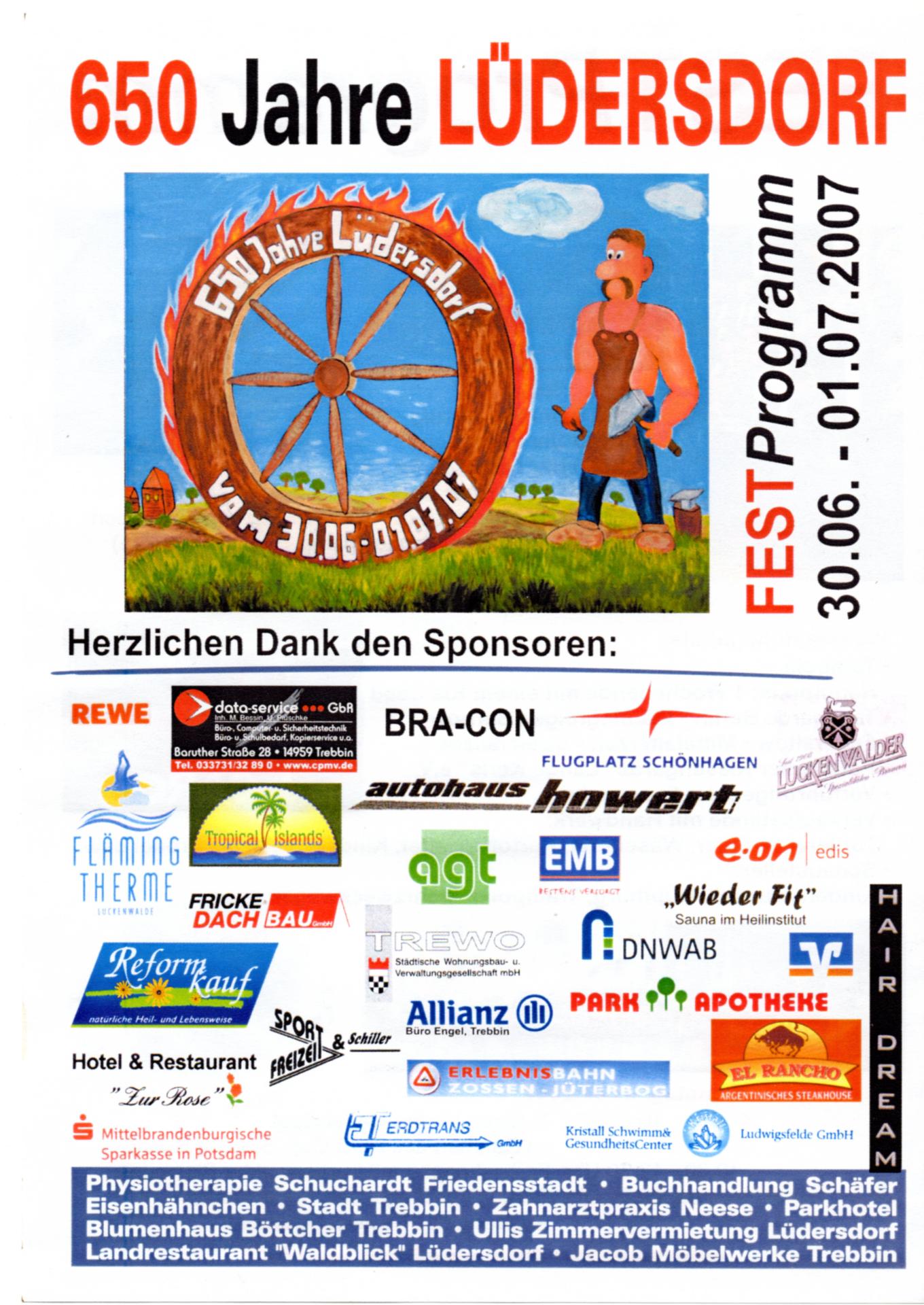 Festprogramm 650-Jahrfeier Lüdersdorf
