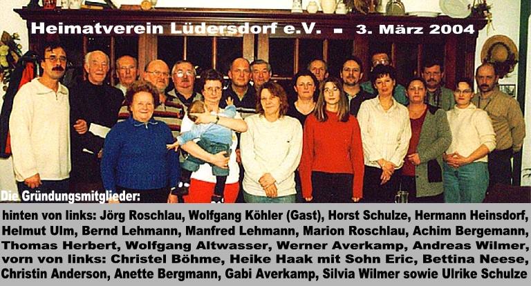 Gründungsmitglieder des Heimatvereines Lüdersdorf e.V. am 03.03.2004 im Landrestaurant "Waldblick"