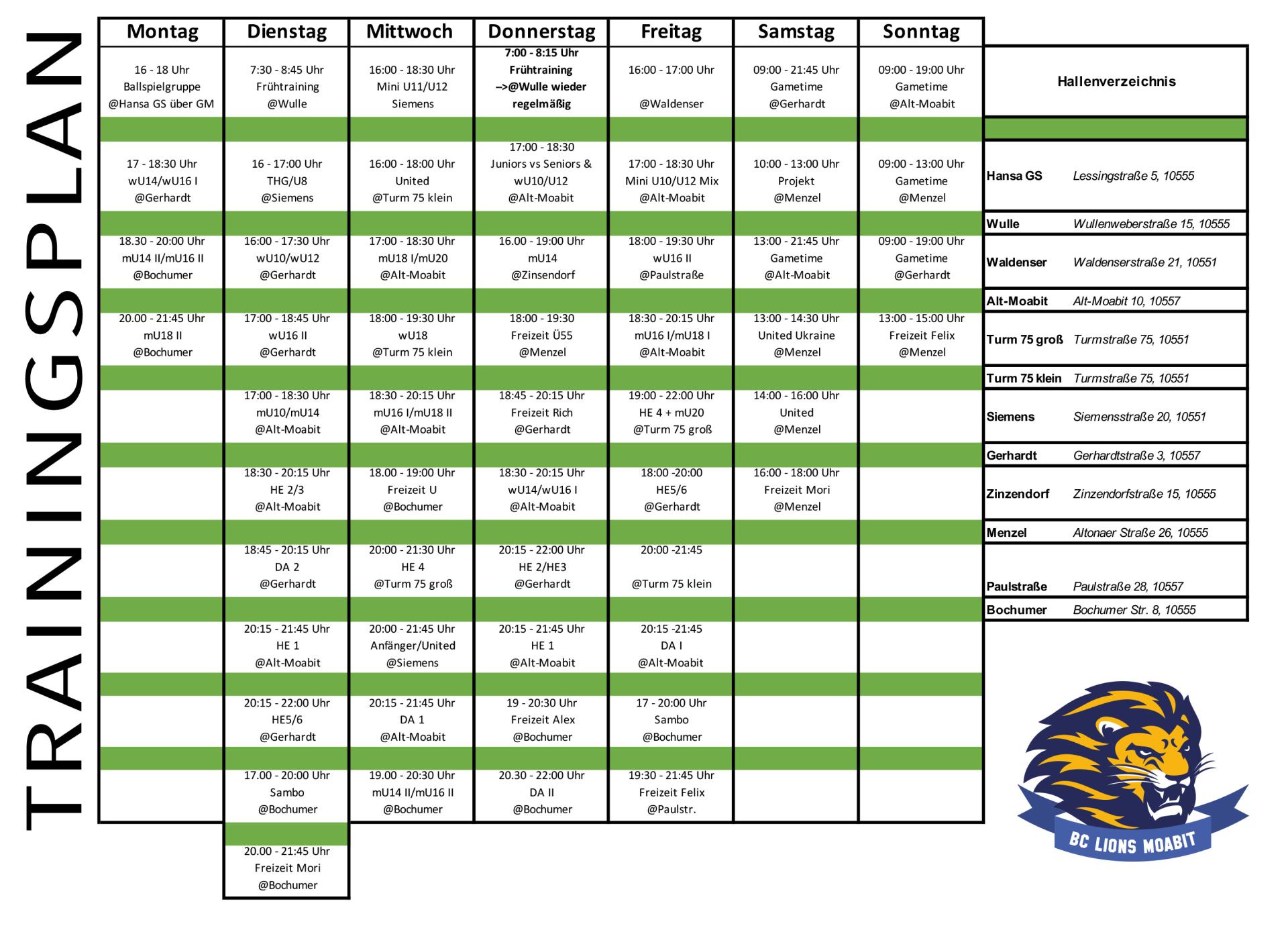 Trainingsplan ab 17.04