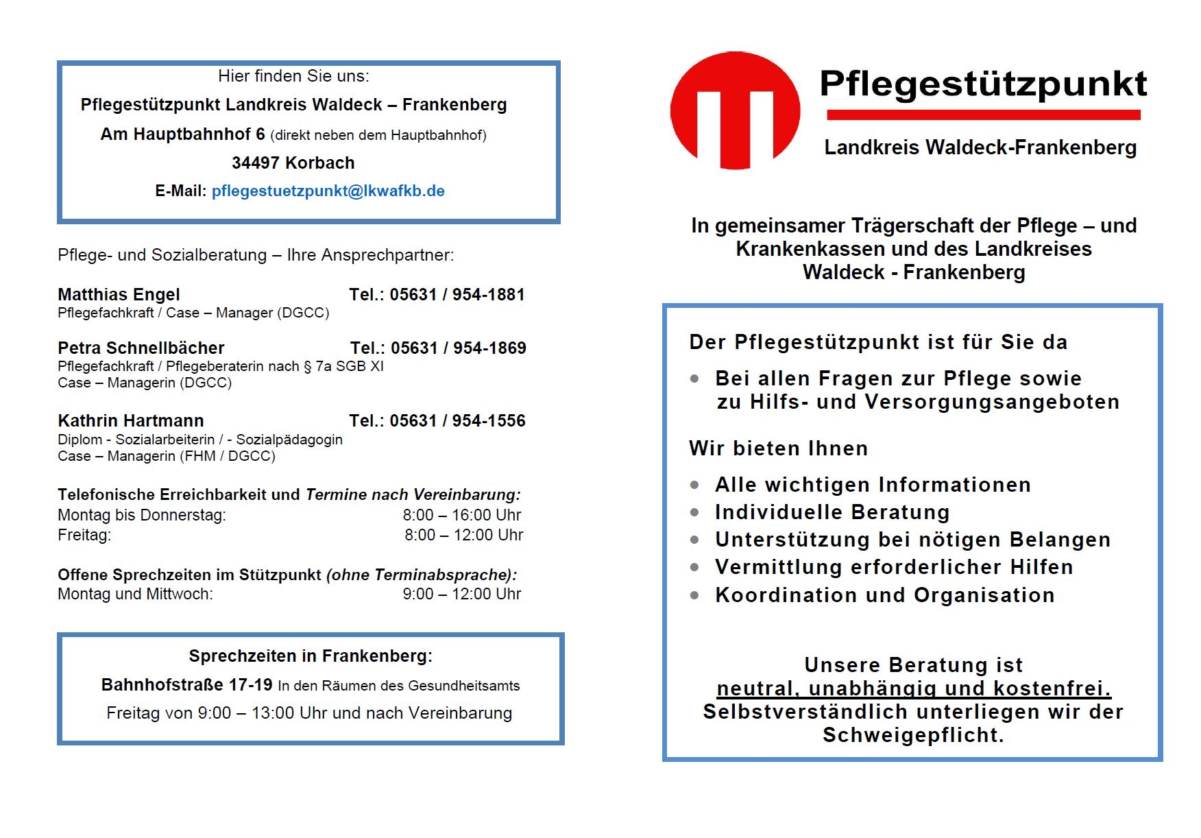 Übersicht Pflegestützpunkt Waldeck-Frankenberg