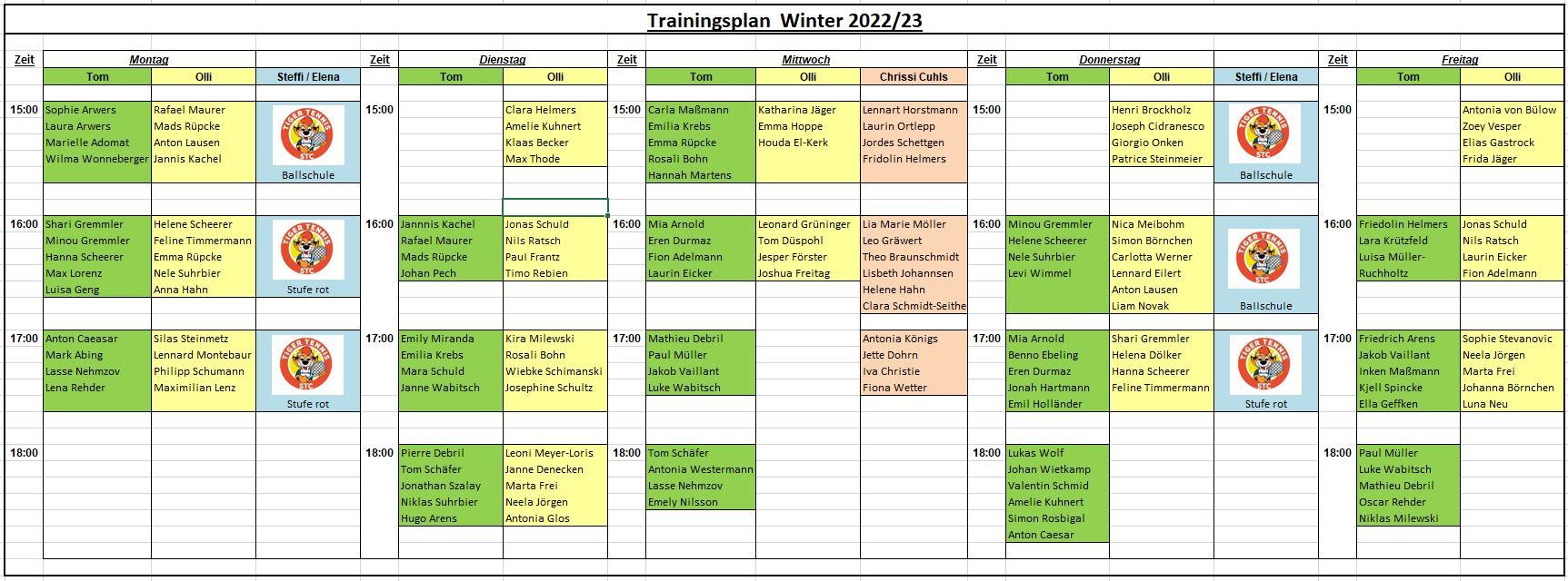 Trainingsplan Winter 2022-23