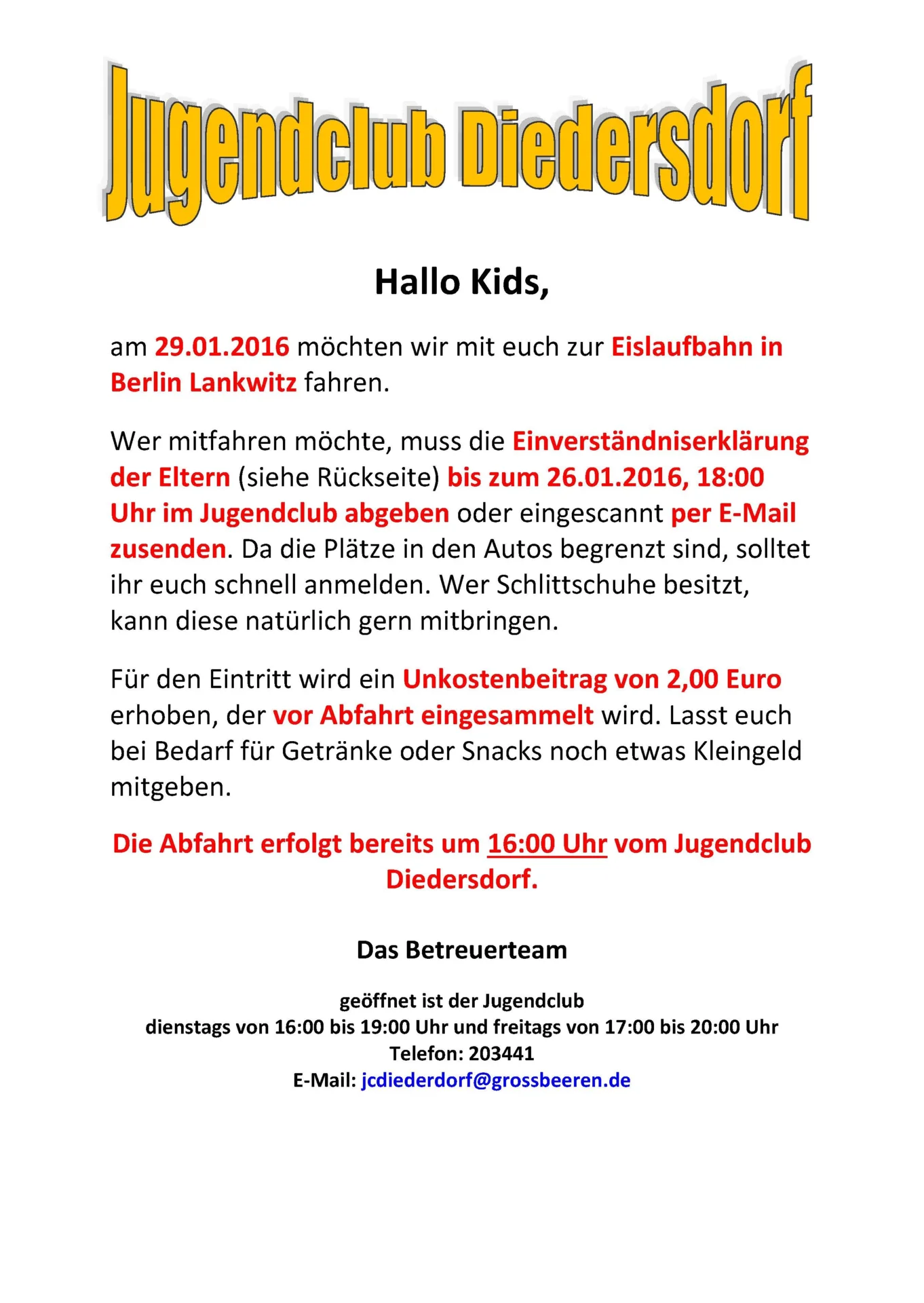 Flyer Jugendclub Diedersdorf Januar 2016