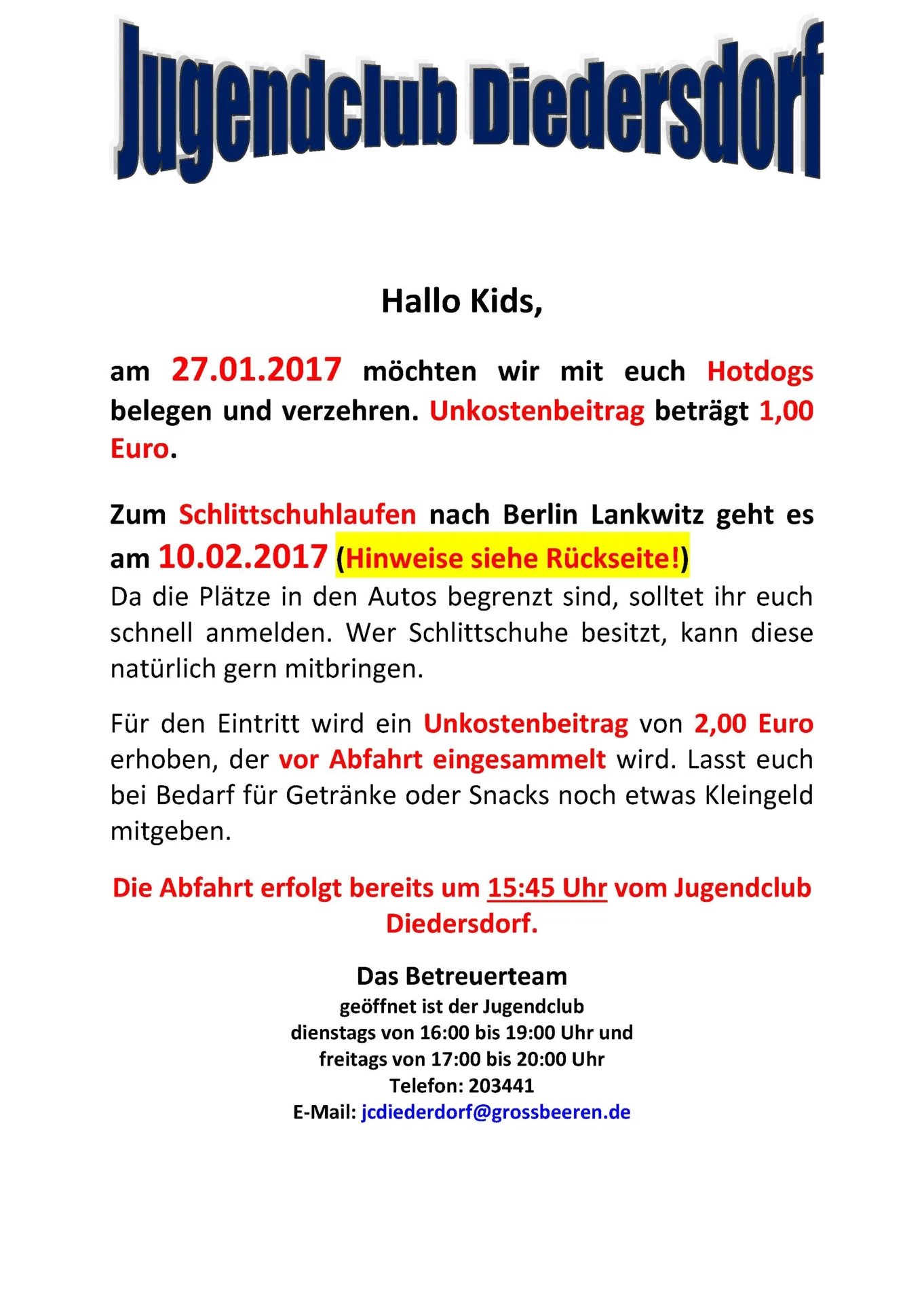 Flyer Jugendclub Diedersdorf Januar 2017