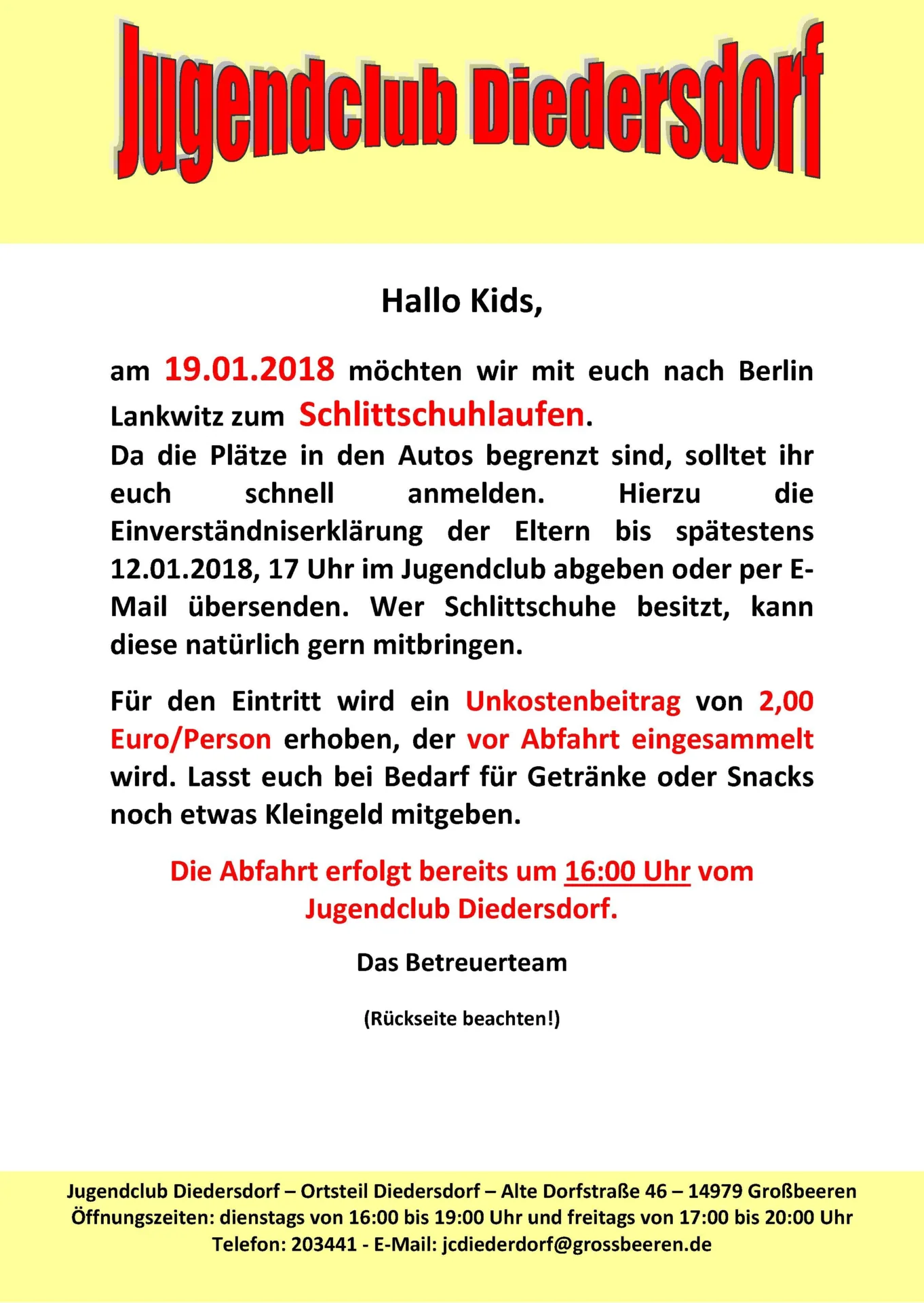 Flyer Jugendclub Diedersdorf Januar 2018