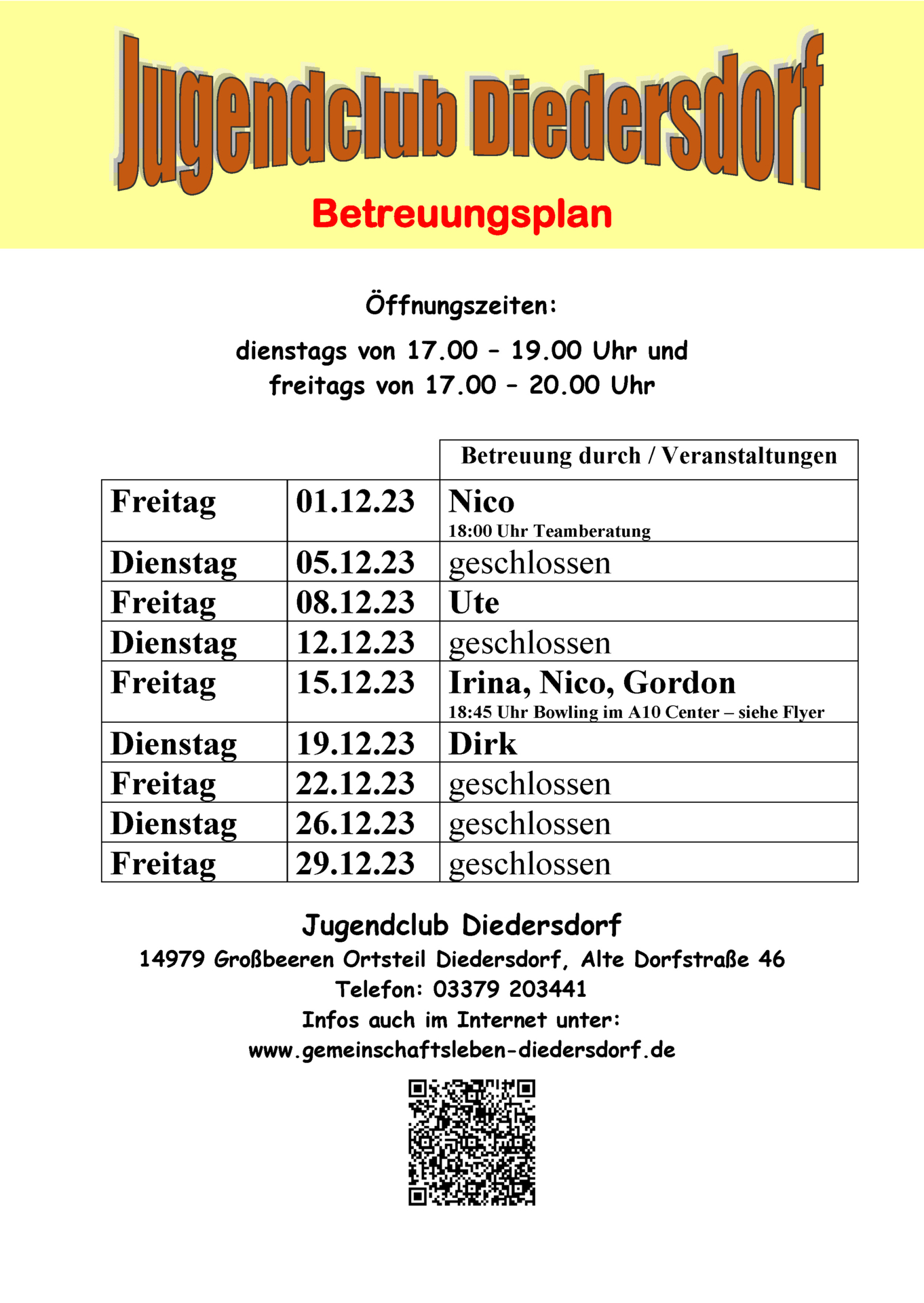 Betreuungsplan Jugendclub Diedersdorf - 12/2023