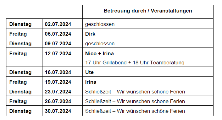 Betreuungsplan Jugendclub Diedersdorf - 07/2024