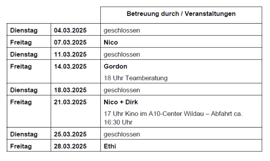 Betreuungsplan Jugendclub Diedersdorf - 03/2025
