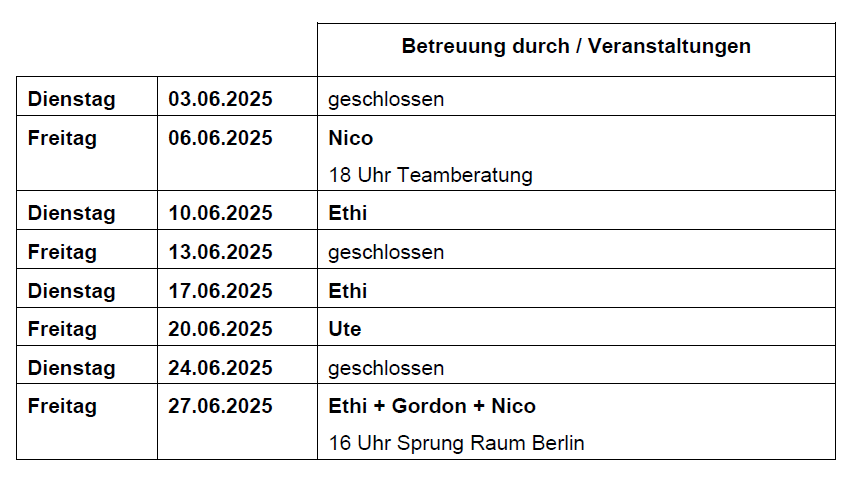 Betreuungsplan Jugendclub Diedersdorf - 06/2025