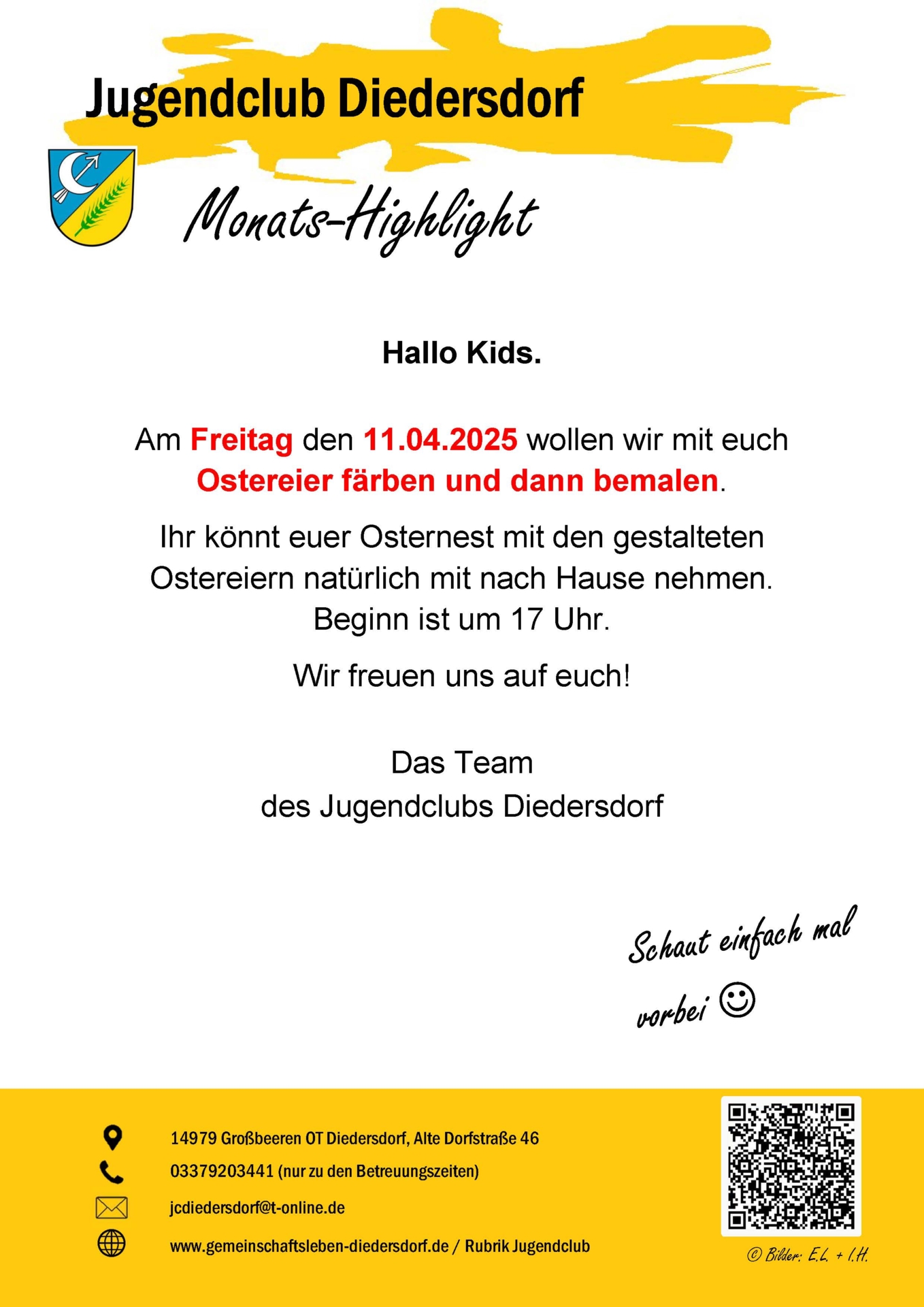 Flyer Jugendclub Diedersdorf April 2025