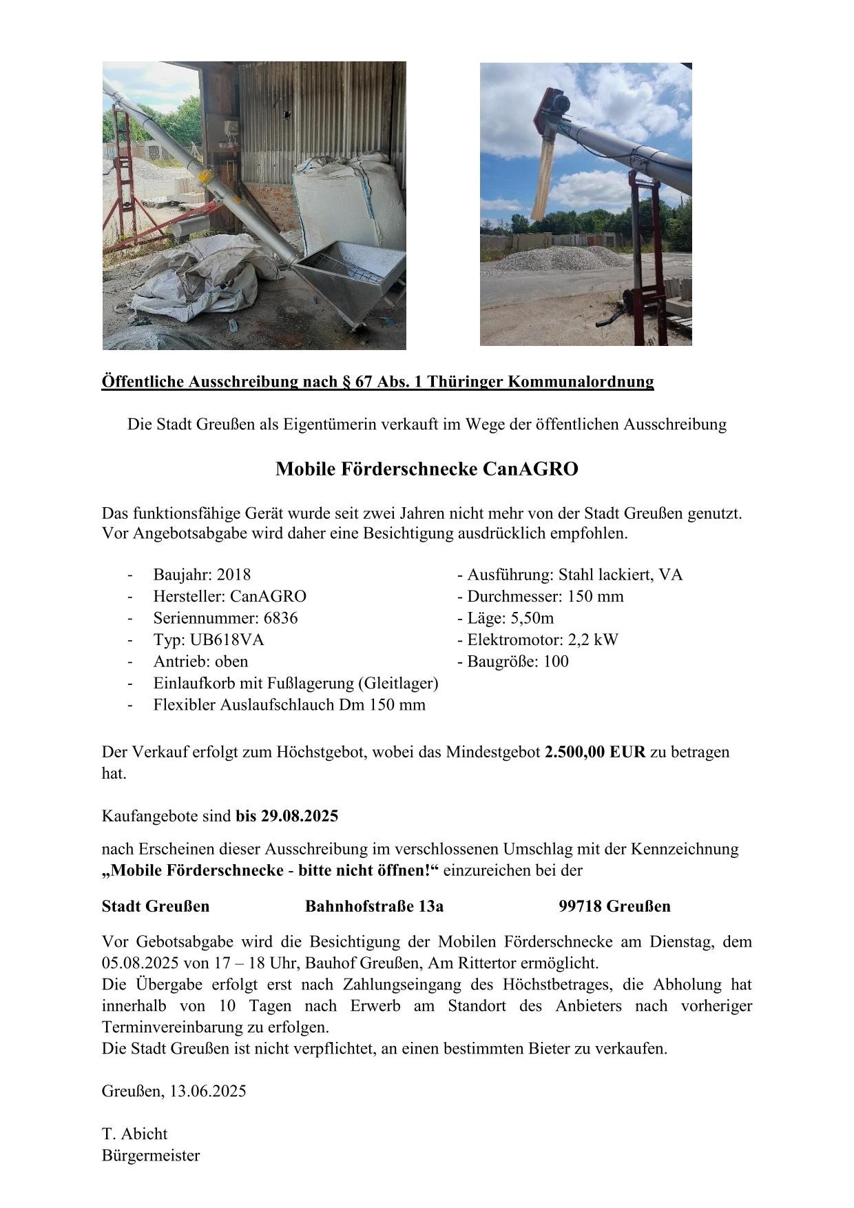 Mobile Förderschnecke