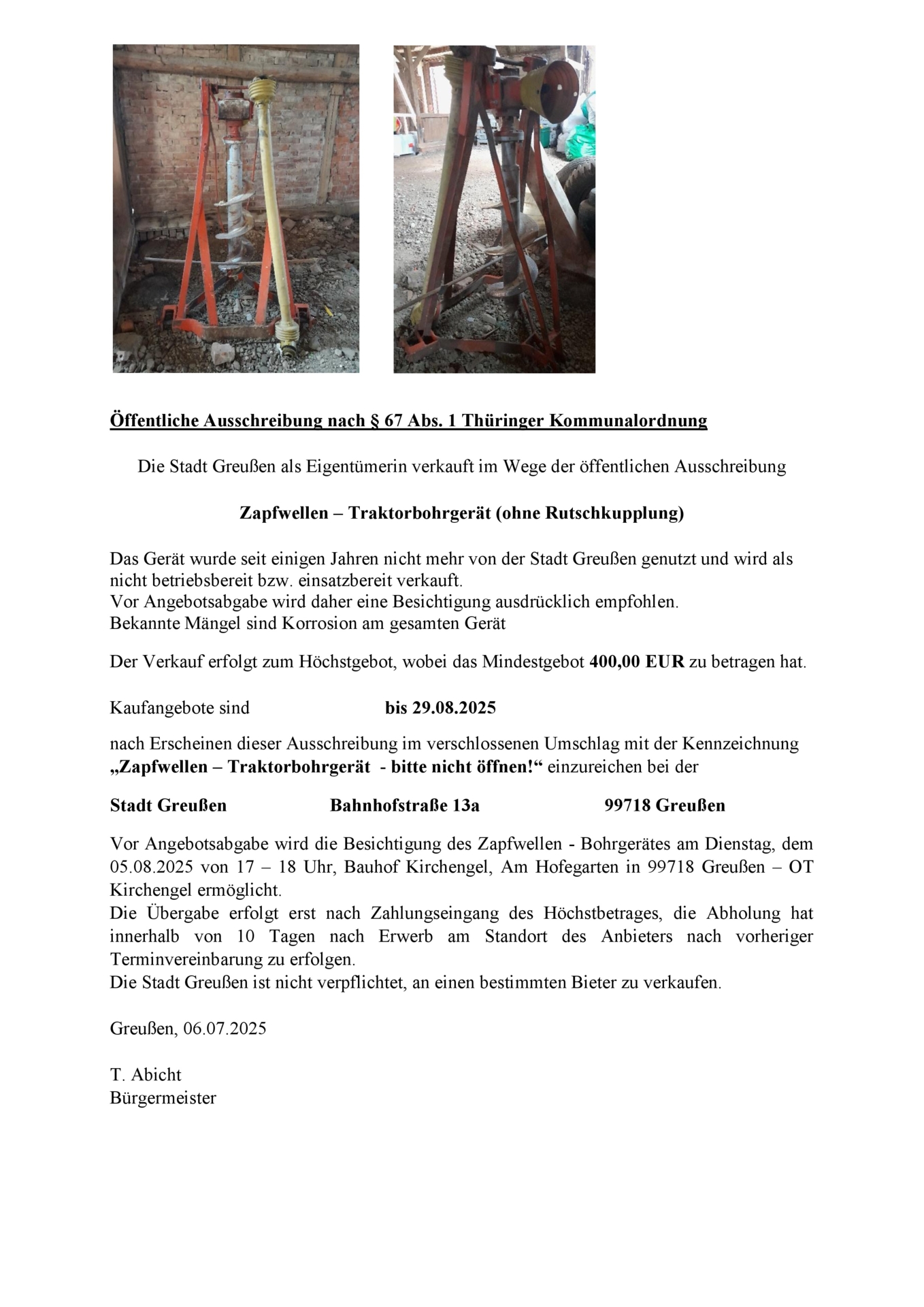 Traktorbohrgerät