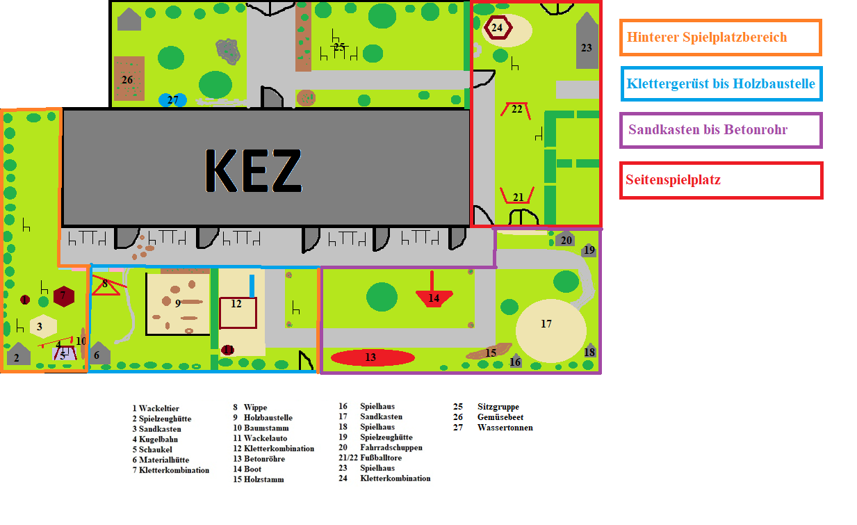 Spielplatzskizze mit Bereichen