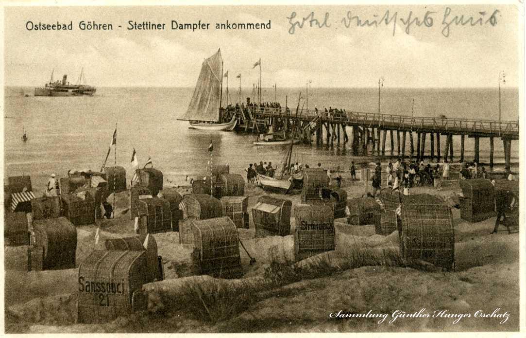Ostseebad Göhren Stettiner Dampfer ankommend