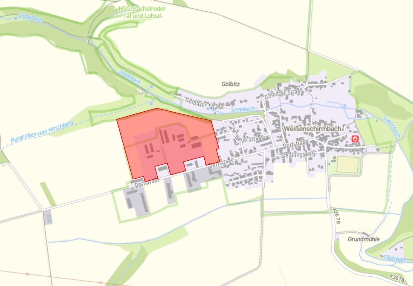 Übersichtskarte Geltungsbereich des vorhabenbezogenen Bebauungsplans „Solarpark Weißenschirmbach“