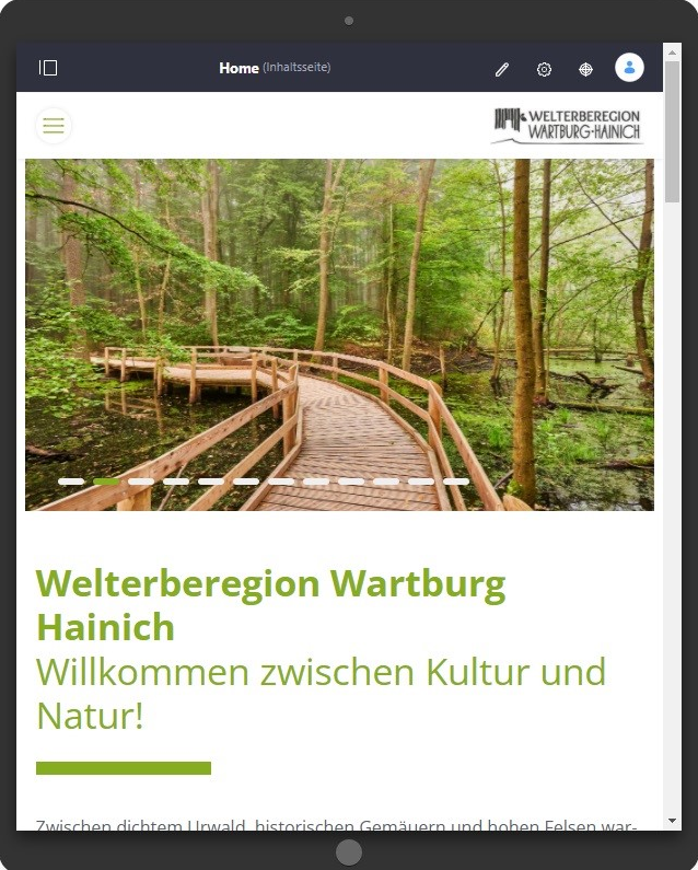 Website der Welterberegion Wartburg Hainich