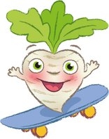 Rübe mit Skateboard
