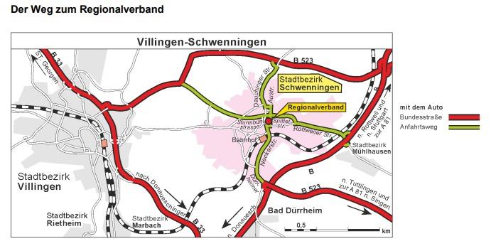 Anfahrtsbeschreibung - Ausschnitt Stadtplan Schwenningen