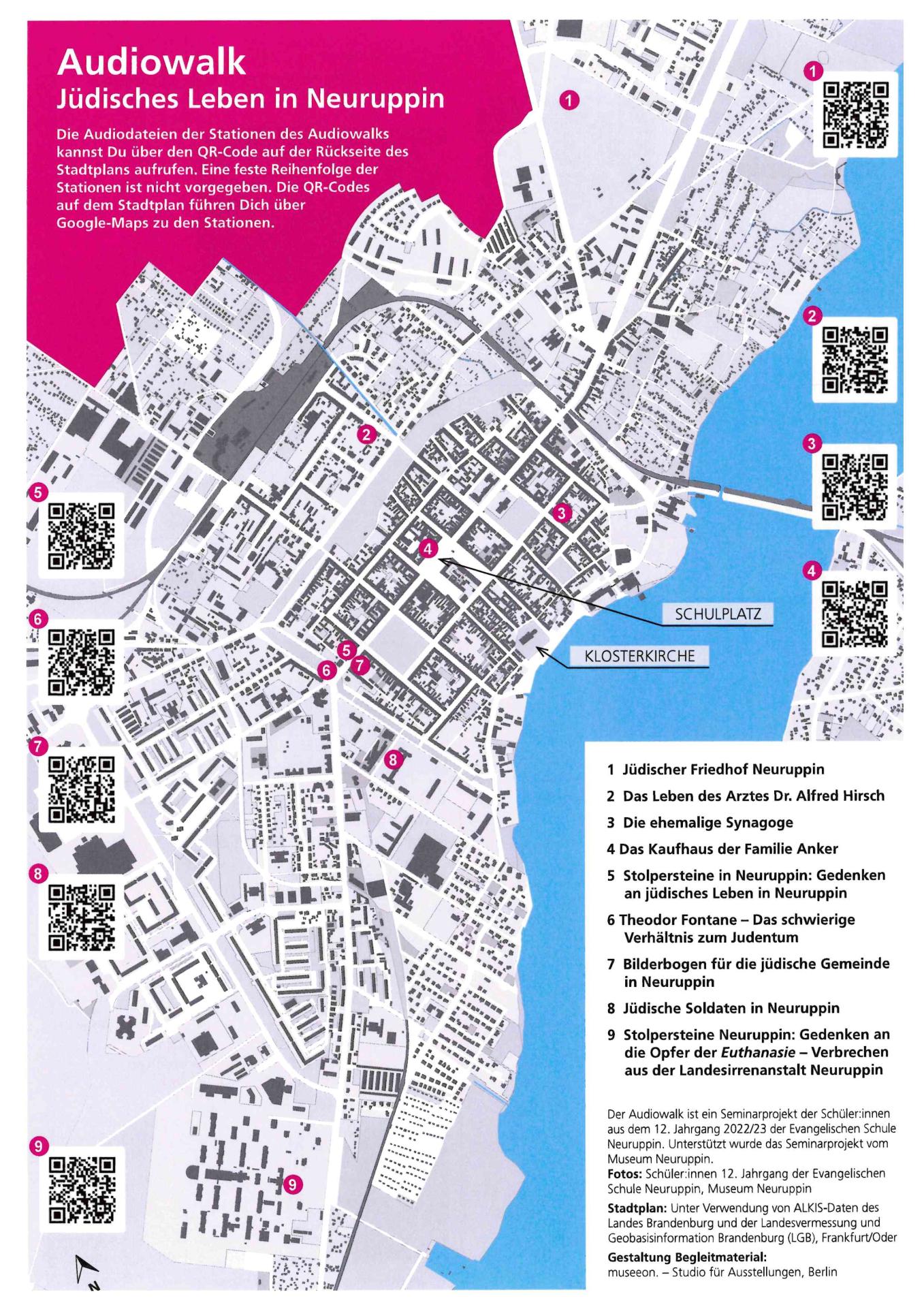 Stadtplan Audiowalk "Jüdisches Leben in Neuruppin"