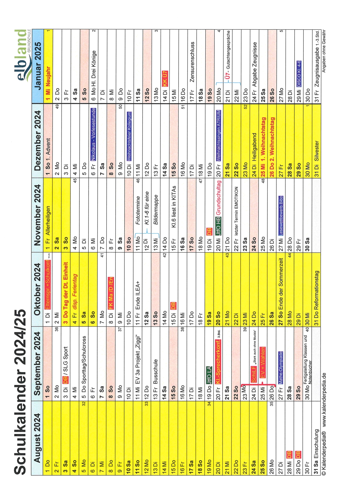 Schulkalender 1