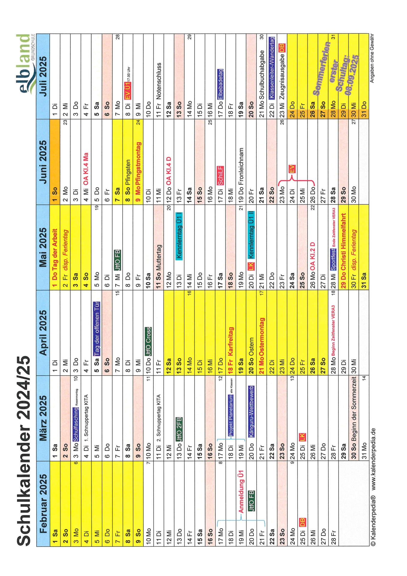 Schulkalender 2