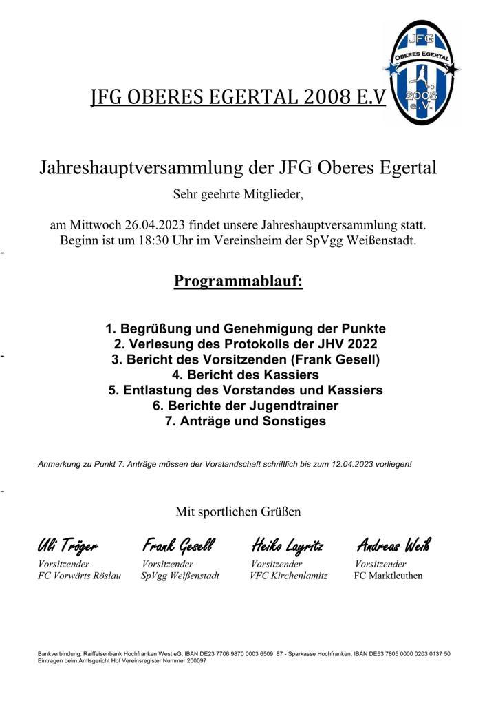 Einladung JHV 2023