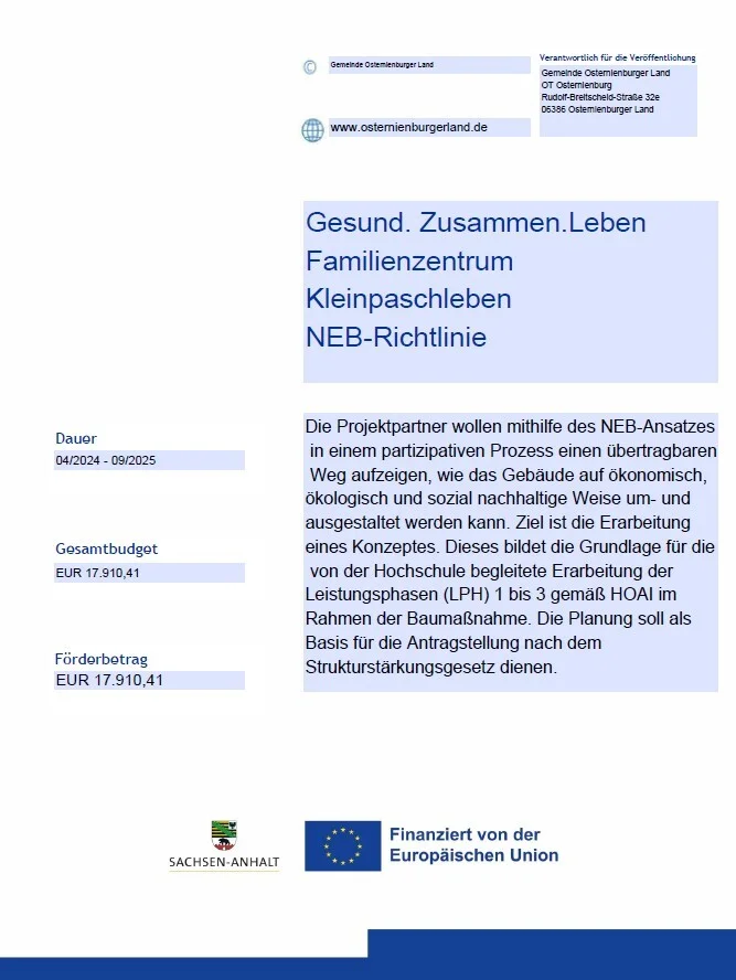 Kleinpaschleben_Förderprojekt Familienzentrum Plakat