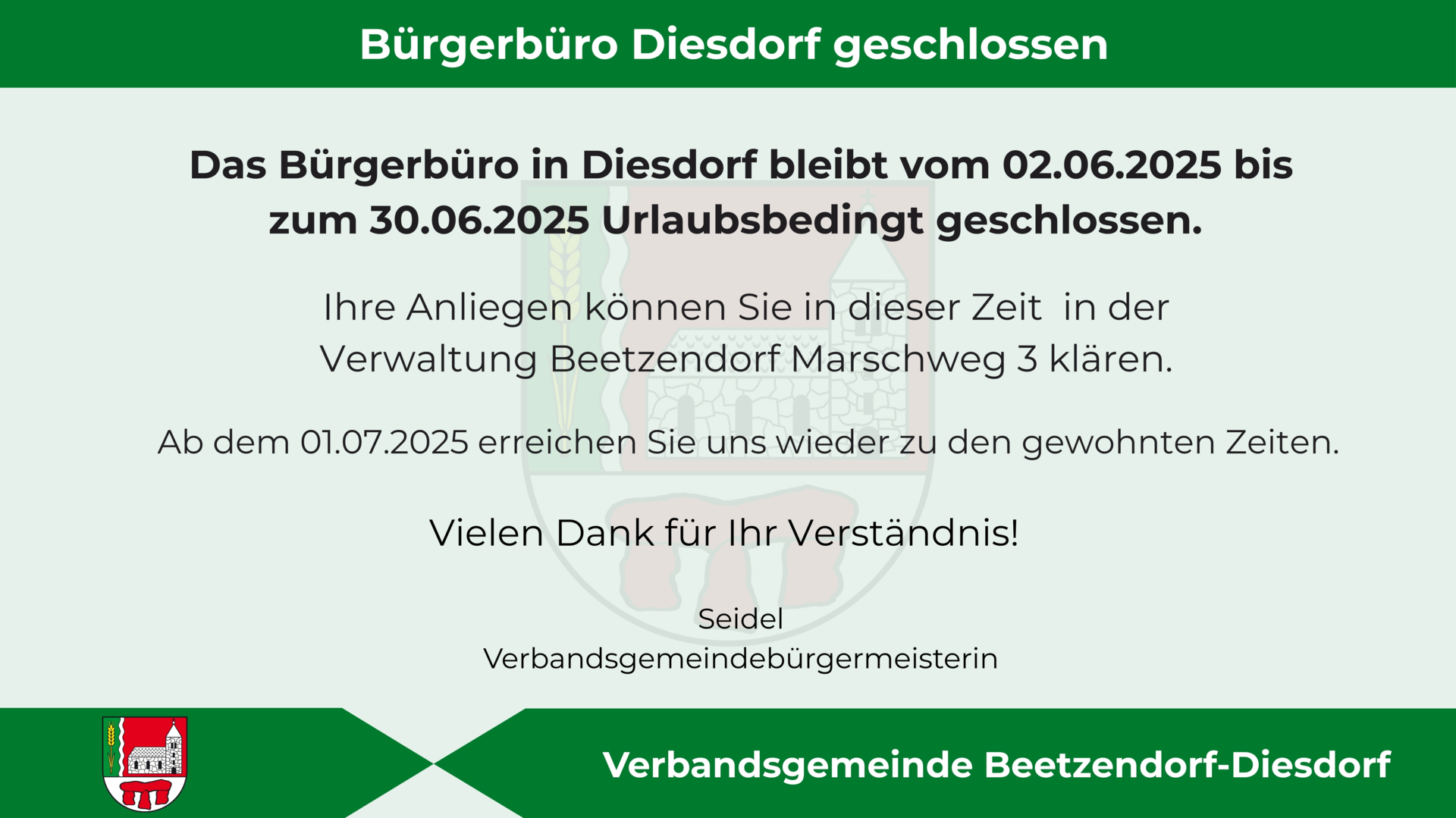 PopUp Diesdorf geschlossen