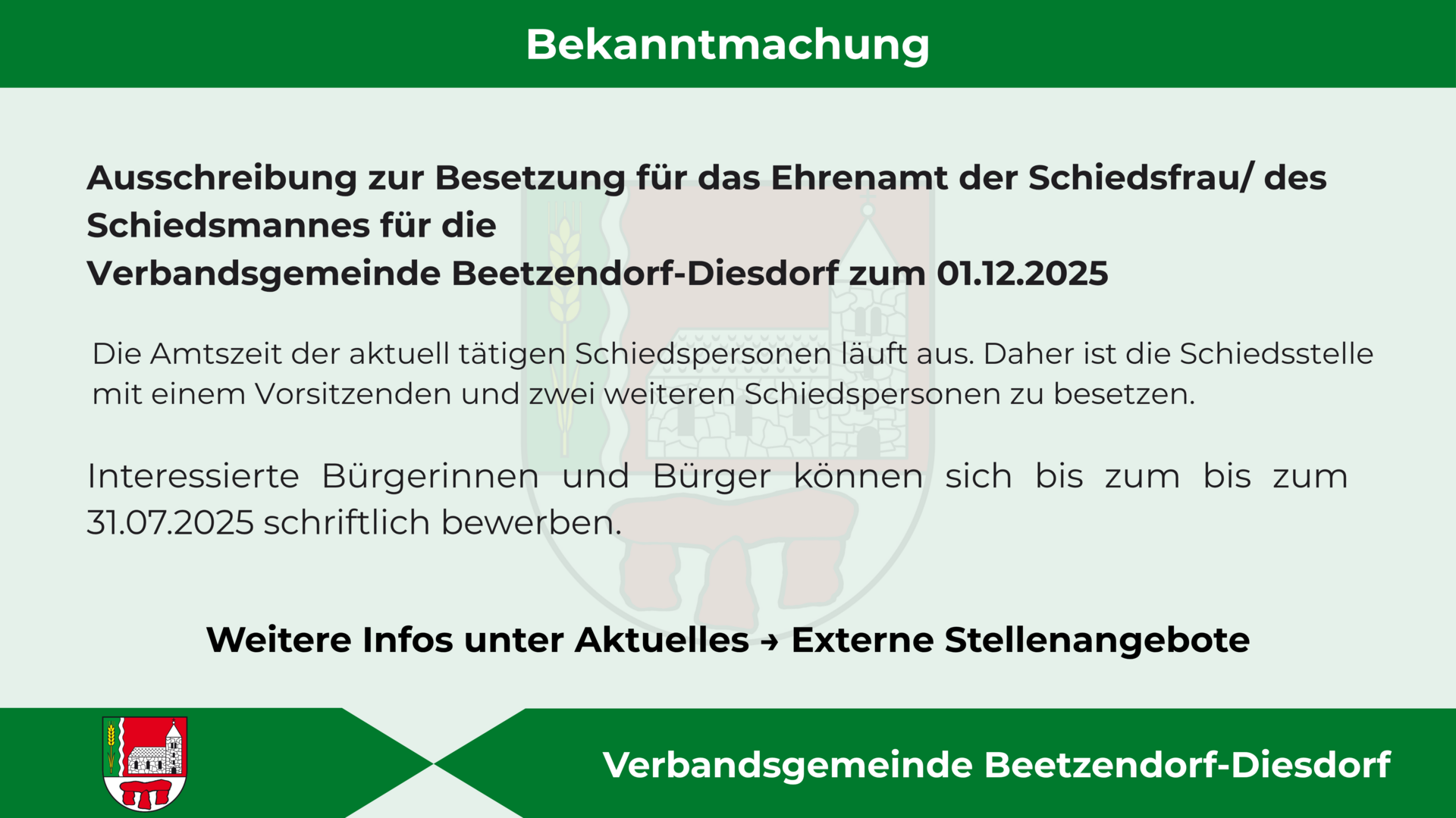 PopUp Schiedsstelle