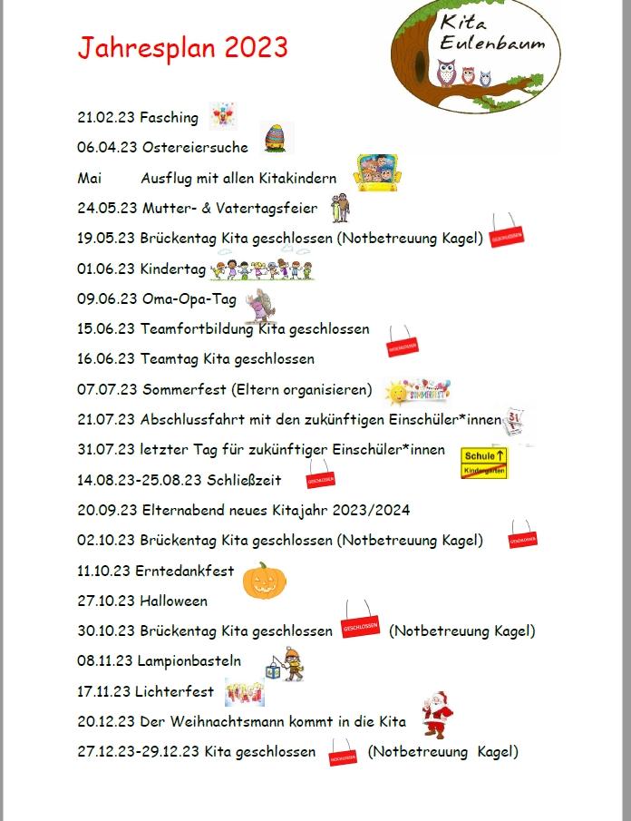 Jahresplan 2023 Kita Eulenbaum