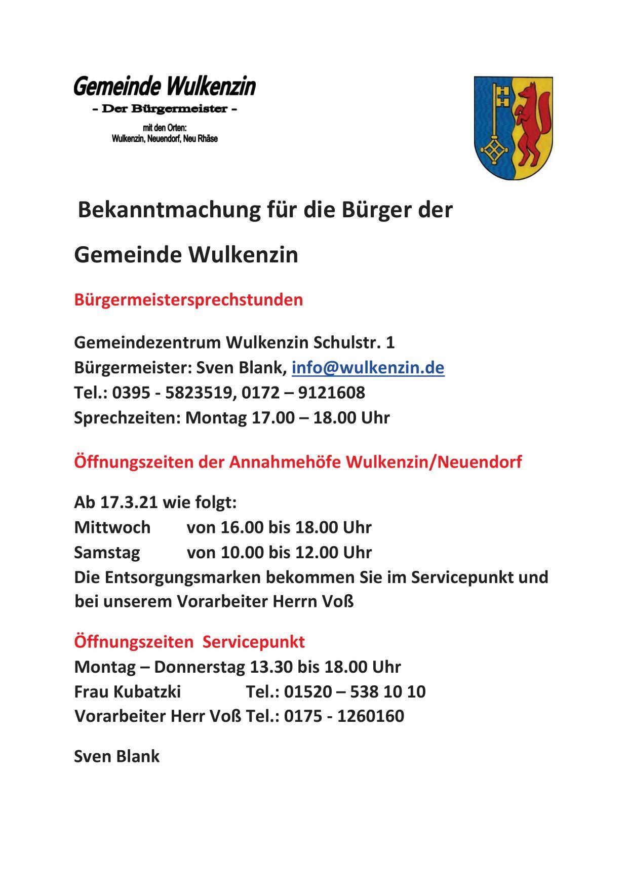 Bekanntmachungen