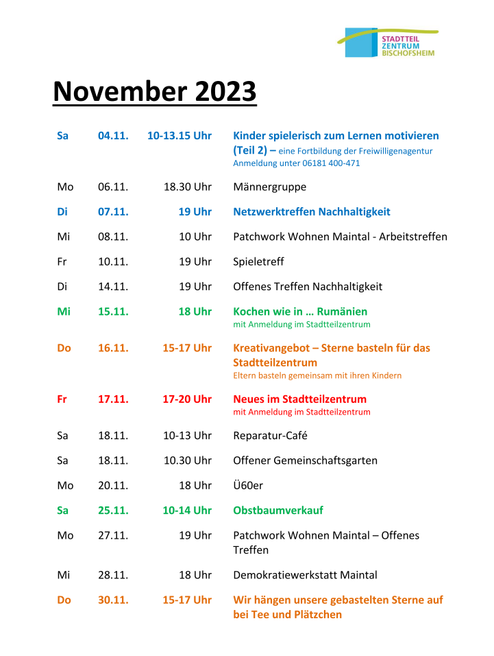 Termine November Stadtteilzentrum Seite 1
