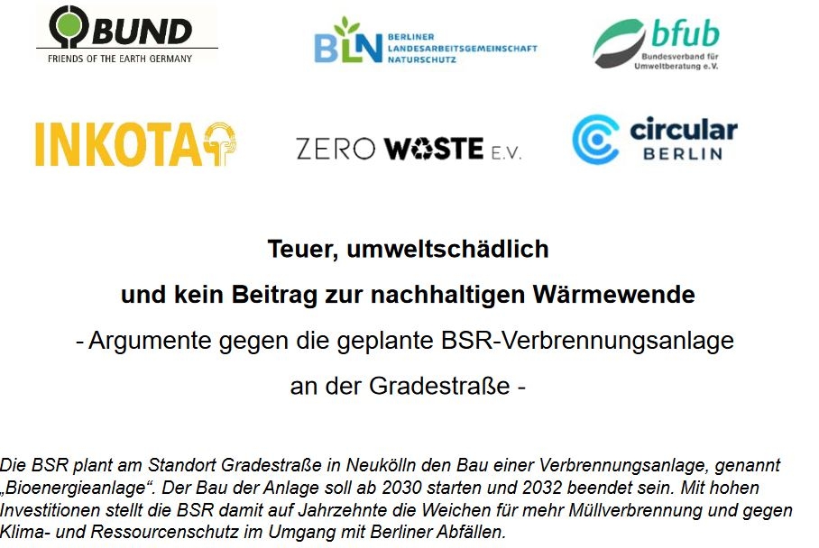 Argumente gegen geplante BSR-Verbrennungsanlage Gradestraße