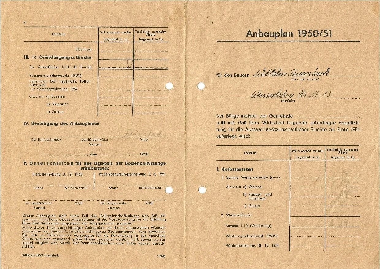 Anbauplan 1950/51