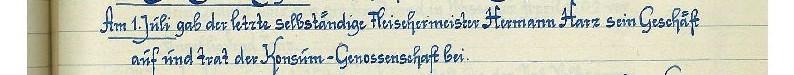 Heise Chronik Fleischerei Hermann Harz 1958 